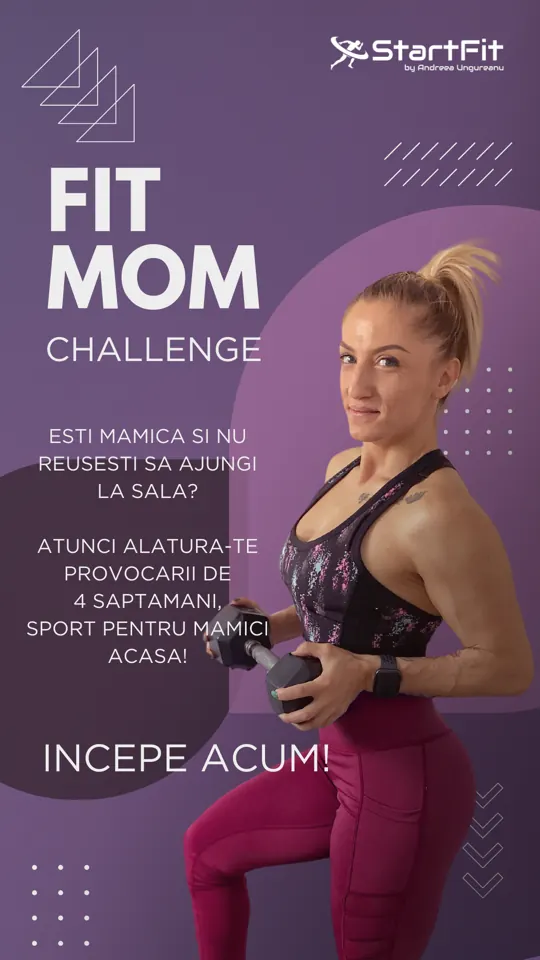 Provocare Fit Mom — Antrenament Acasă 4 Săptămâni cu Andreea Brădeanu